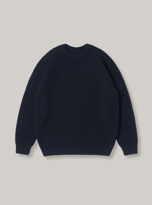 BATONER WOOL SIGNATURE CREW NECK - NAVY