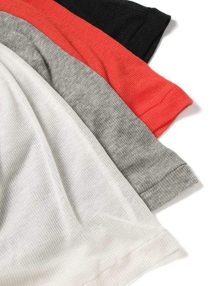 BATONER MELTY RIB U-NECK LONG SLEEVE T-SHIRT - MELANGE GREY