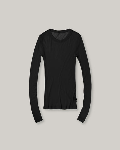 BATONER MELTY RIB U-NECK LONG SLEEVE T-SHIRT - BLACK