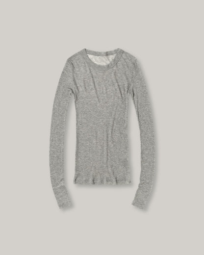 BATONER MELTY RIB U-NECK LONG SLEEVE T-SHIRT - MELANGE GREY