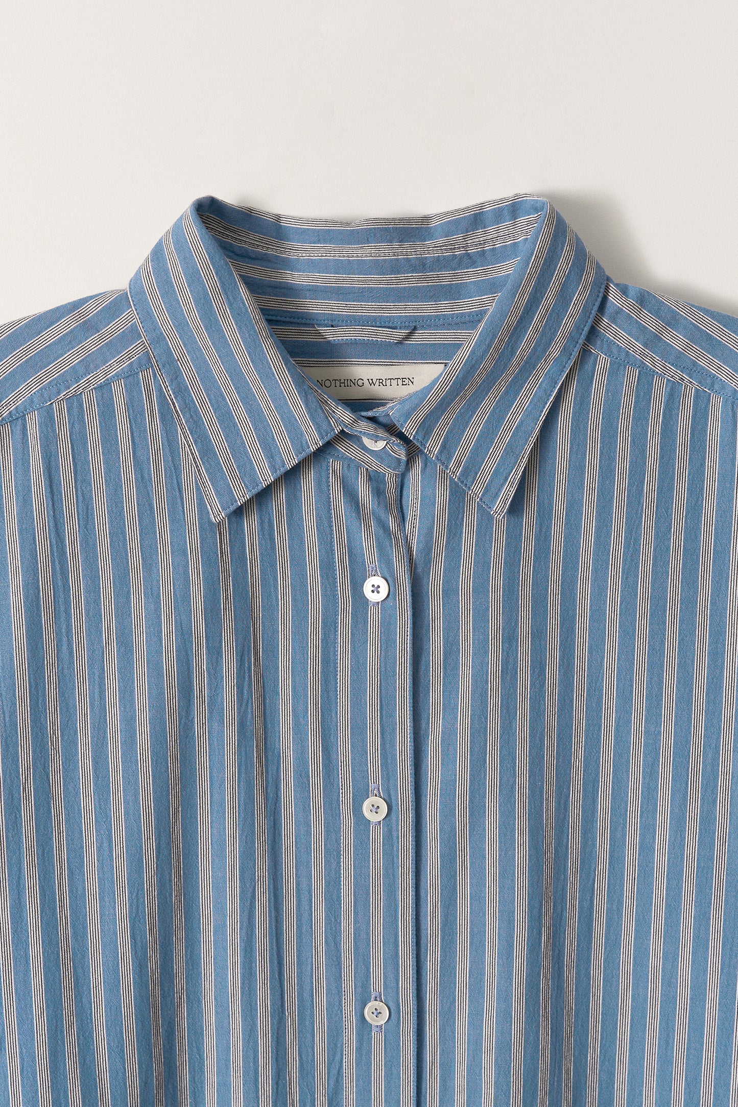 NOTHING WRITTEN METIS COTTON SHIRT - BLUE STRIPE