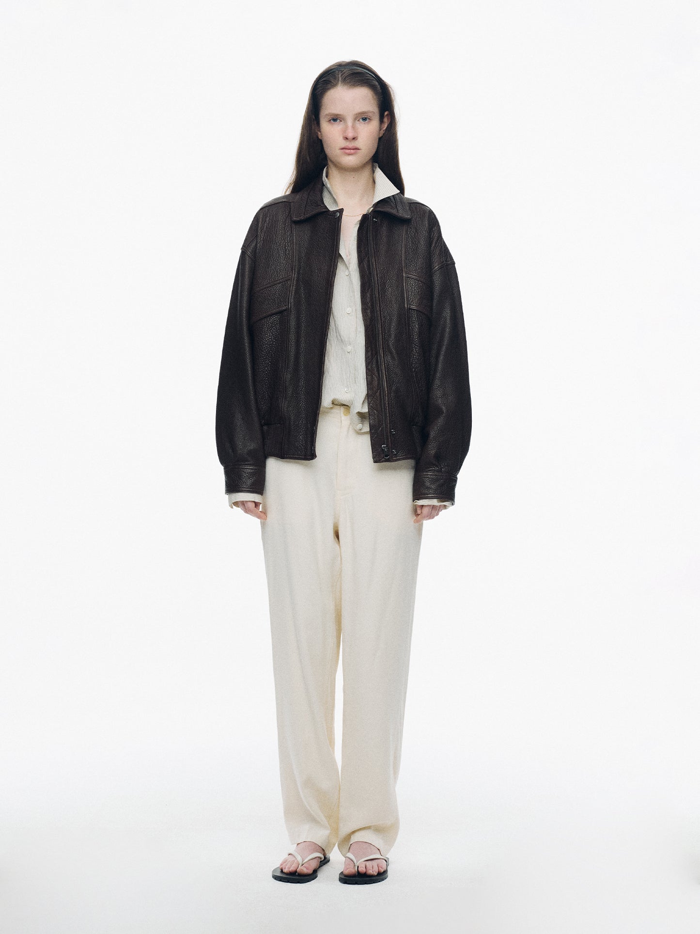 NOTHING WRITTEN LAMBSKIN BOMBER - BROWN