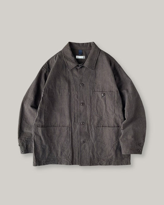 TS(S) SEERSUCKER STRIPE COVERALL JACKET - BROWN