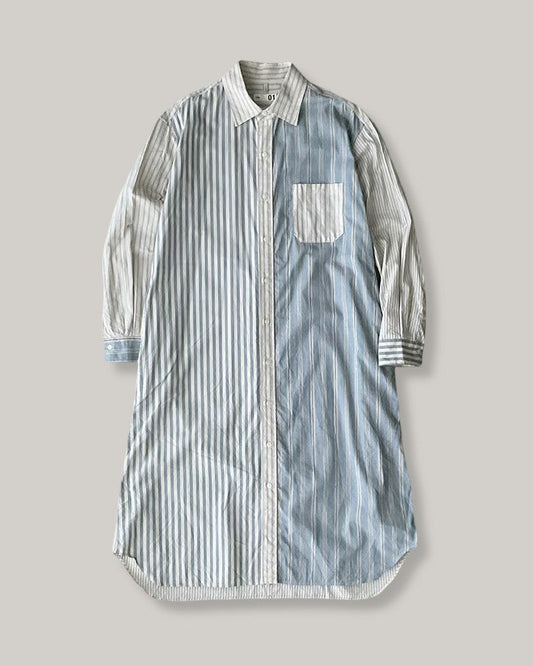 TS(S) COTTON STRIPE BAGGY FIT SHIRT DRESS - BLUE