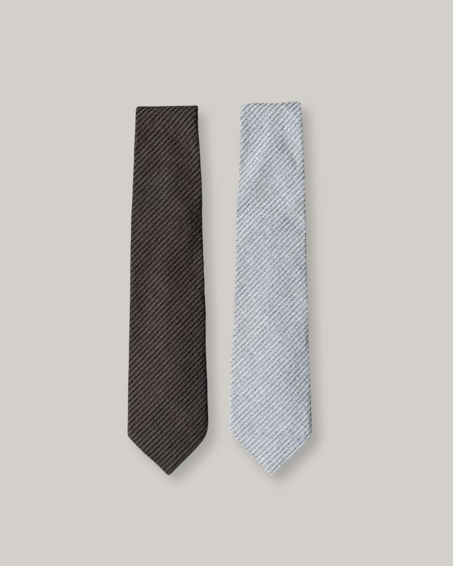 TS(S) SEERSUCKER STRIPE COTTON/ WOOL CLOTH NECK TIE - BROWN