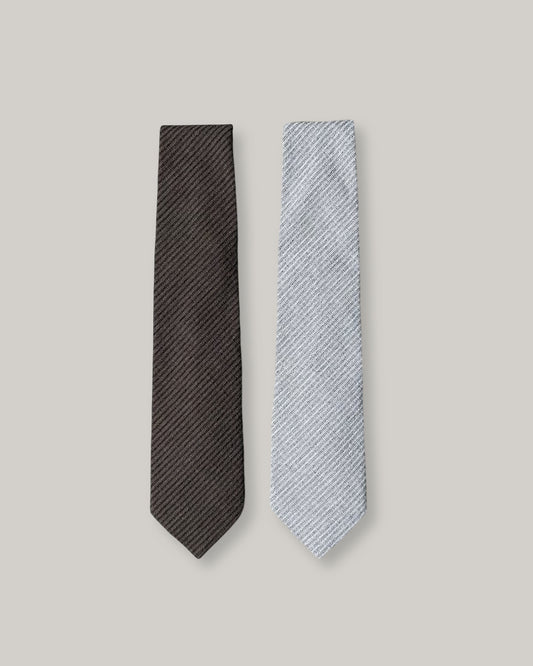 TS(S) SEERSUCKER STRIPE COTTON/ WOOL CLOTH NECK TIE - BROWN