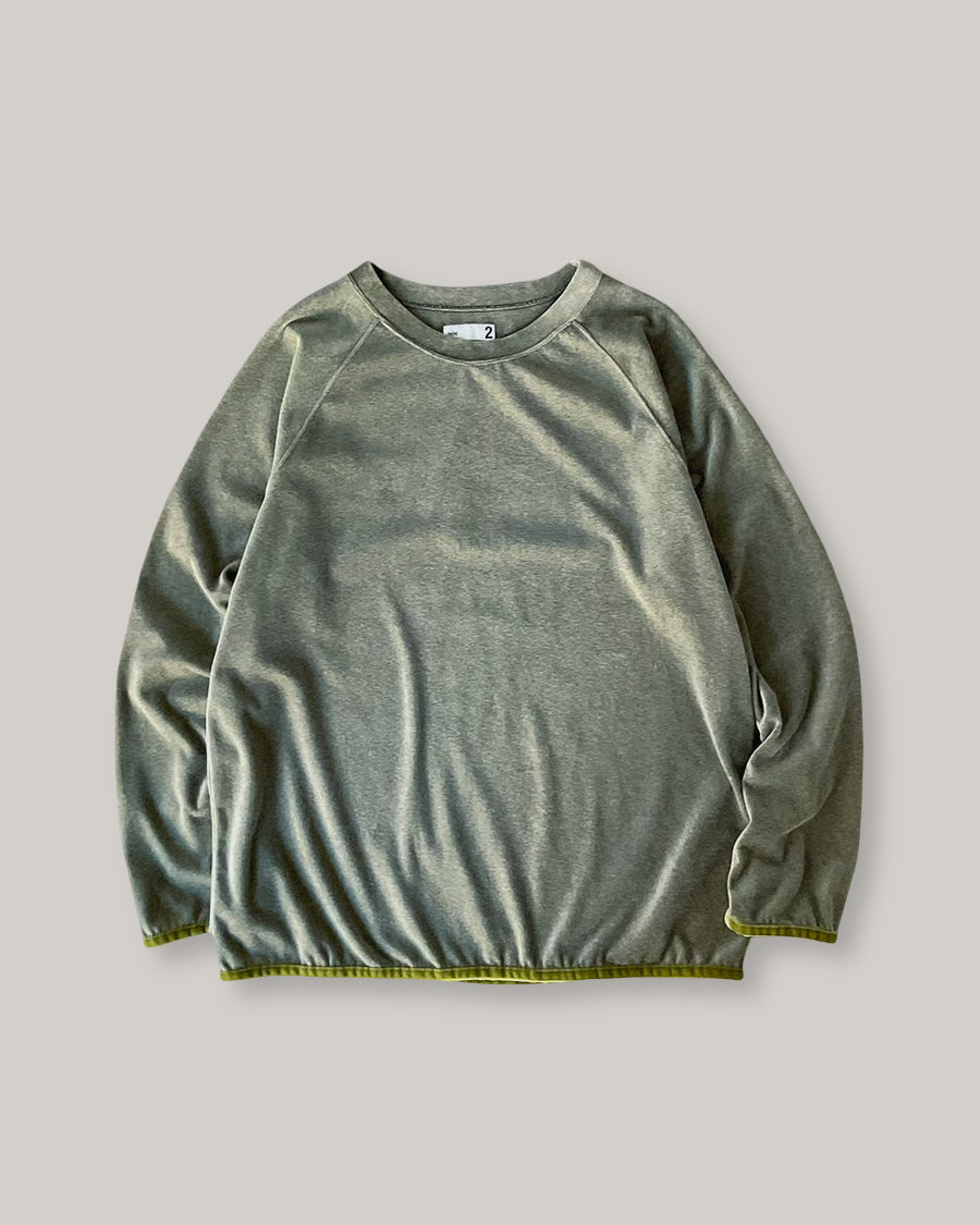 TS(S) VELOUR JERSEY/ VELVET TRIMMED CREW NECK SHIRT - OLIVE