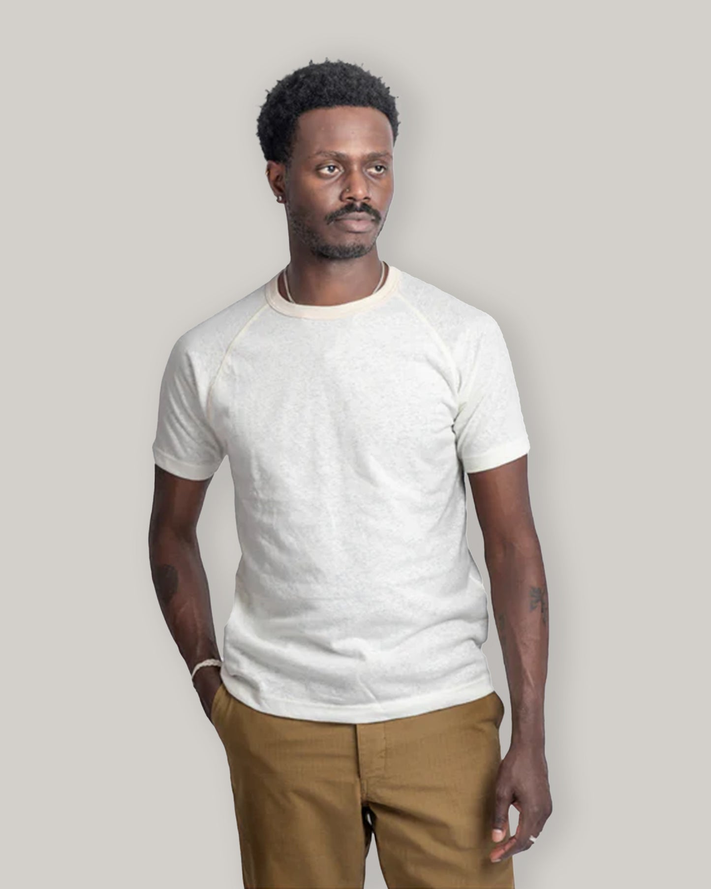 HEIMAT RAGLAN COTTON/HEMP TEE - WHITE