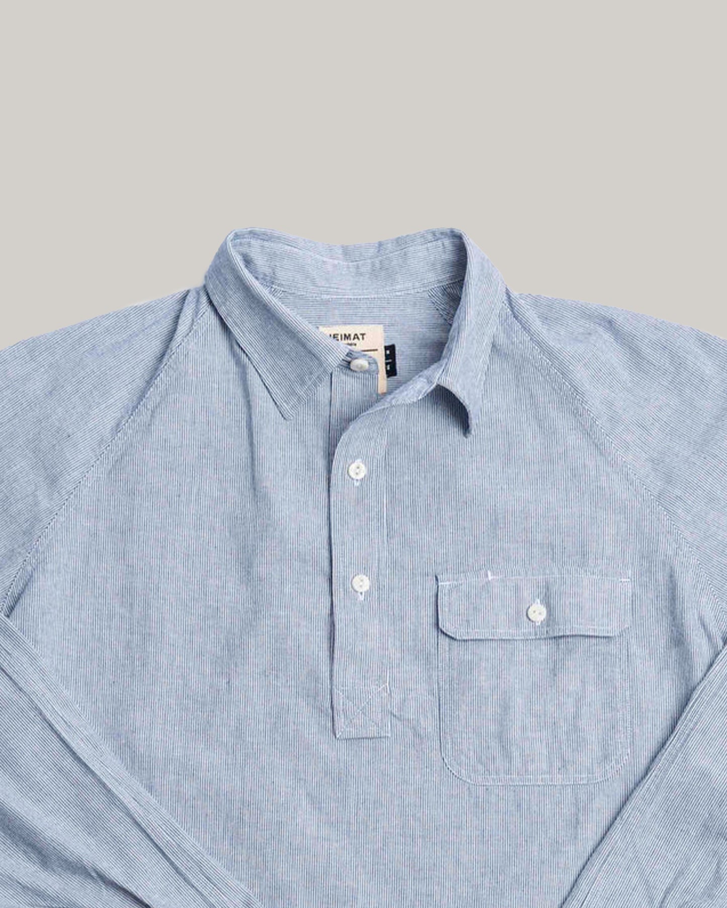 HEIMAT ARTIST CHAMBRAY PINSTRIPE POPOVER - INK/ SEASHELL