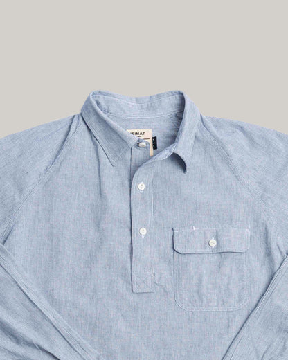 HEIMAT ARTIST CHAMBRAY PINSTRIPE POPOVER - INK/ SEASHELL