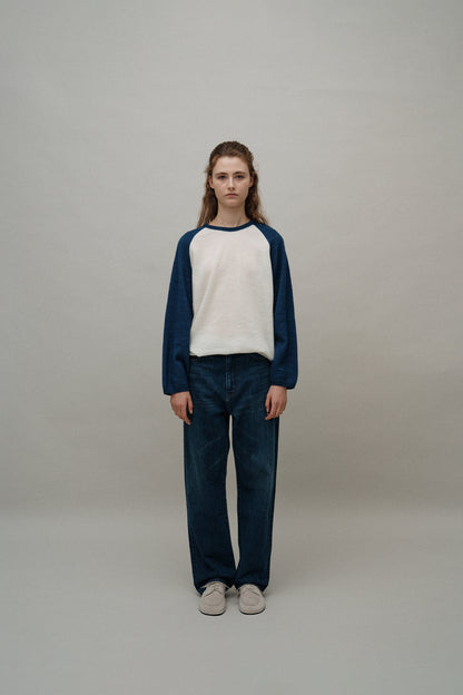 NOTHING WRITTEN PALIE RAGLAN PULLOVER - IVORY/ BLUE