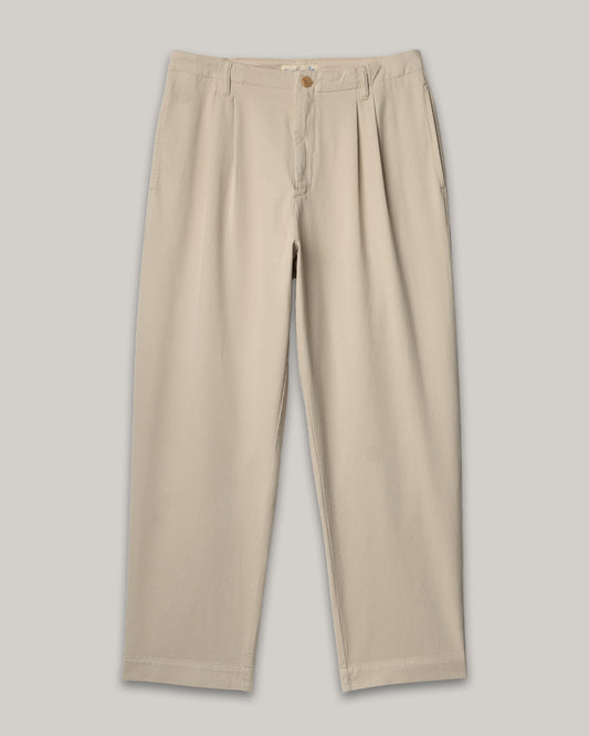 MERZ B. SCHWANEN RIDER01T PLEATED TWILL PANTS - CHALK