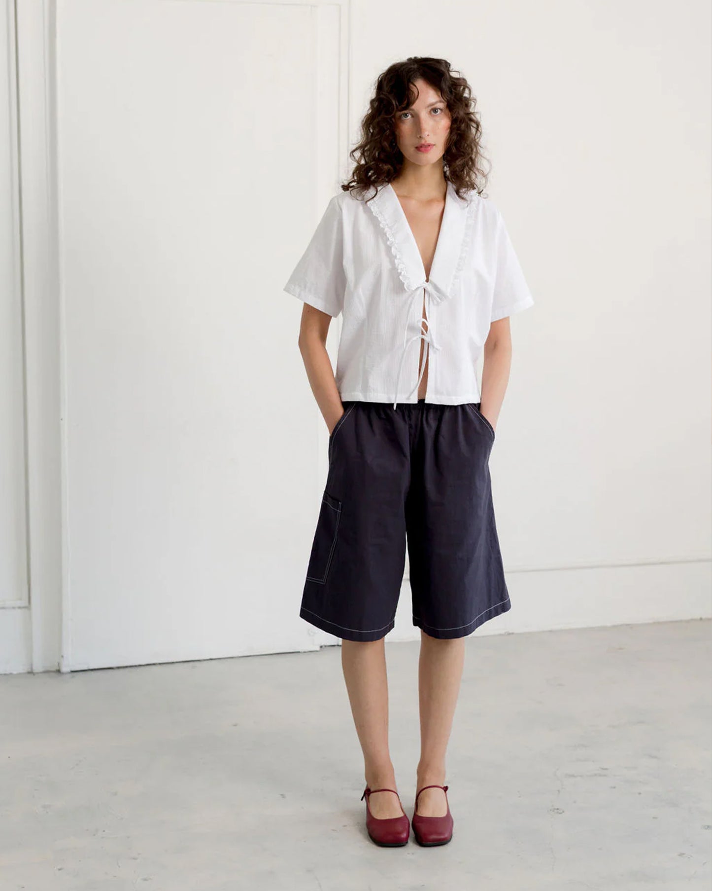 A BRONZE AGE BLOSSOM SHORT - NAVY TWILL