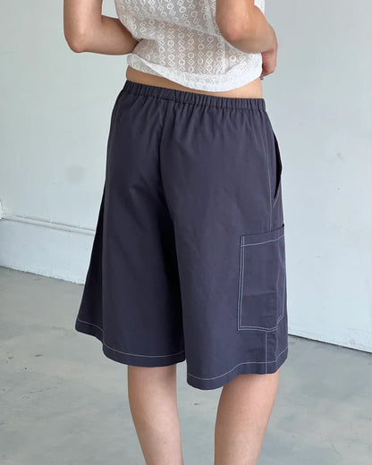 A BRONZE AGE BLOSSOM SHORT - NAVY TWILL