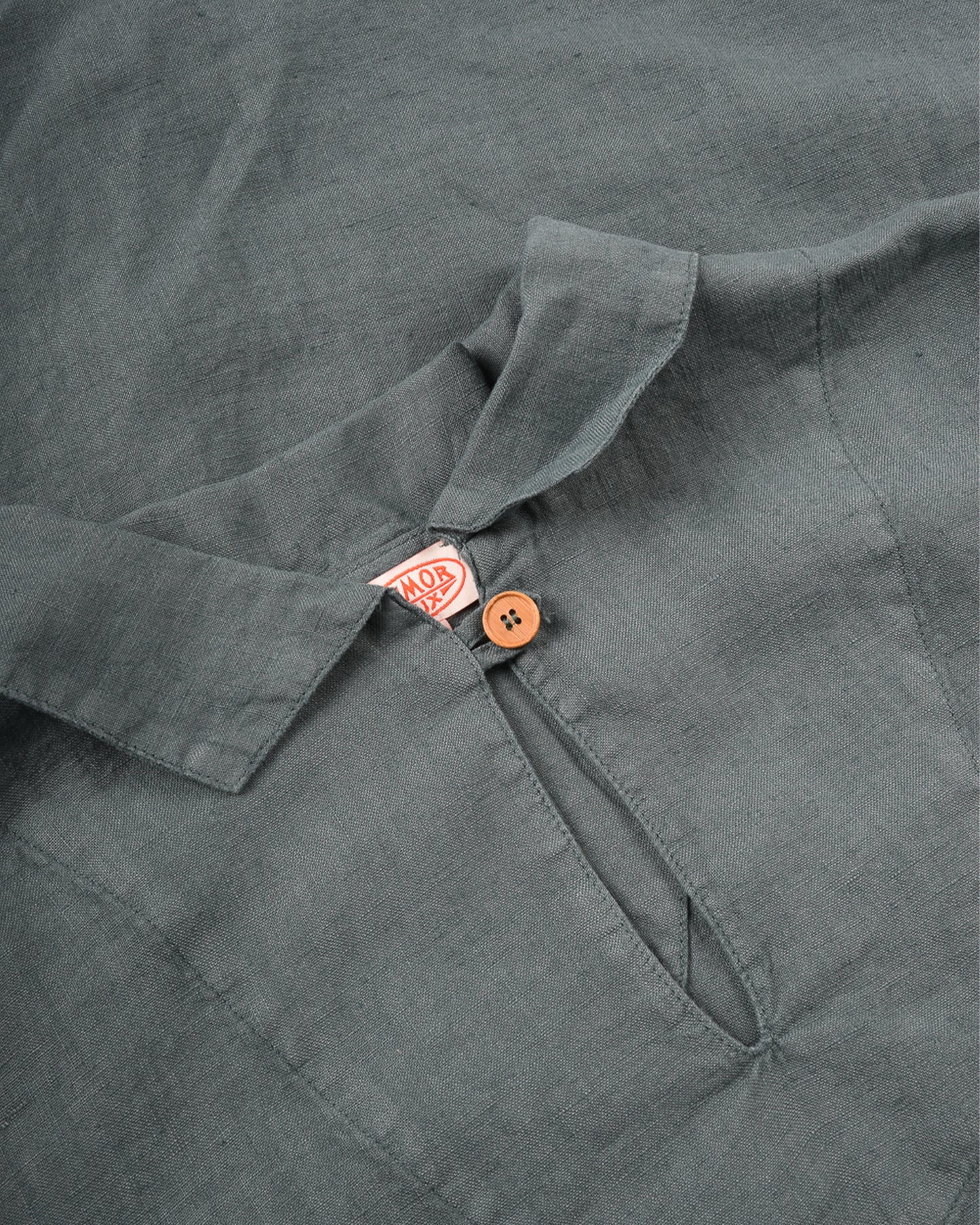 ARMOR LUX HERITAGE LINEN SMOCK DRESS - SILVER PINE
