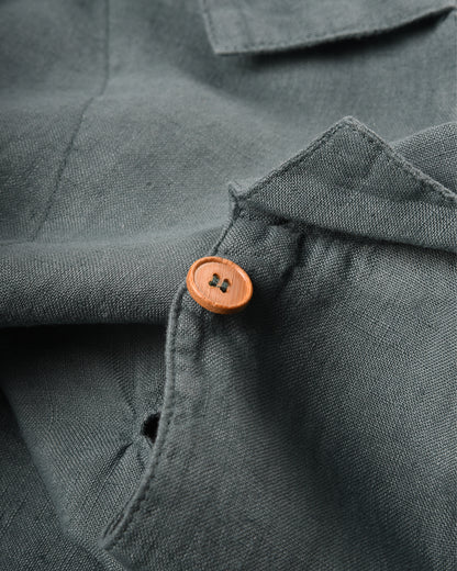 ARMOR LUX HERITAGE LINEN SMOCK DRESS - SILVER PINE