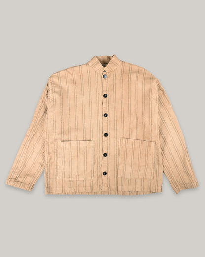 TENDER ISOSCELES SHIRT - WOOL STRIPE COTTON TATTERSALL - DRAB WELD
