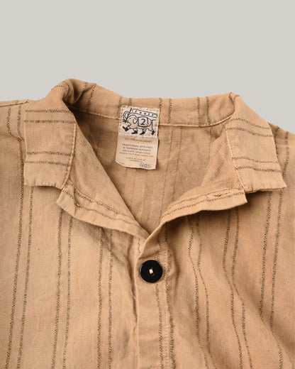 TENDER ISOSCELES SHIRT - WOOL STRIPE COTTON TATTERSALL - DRAB WELD