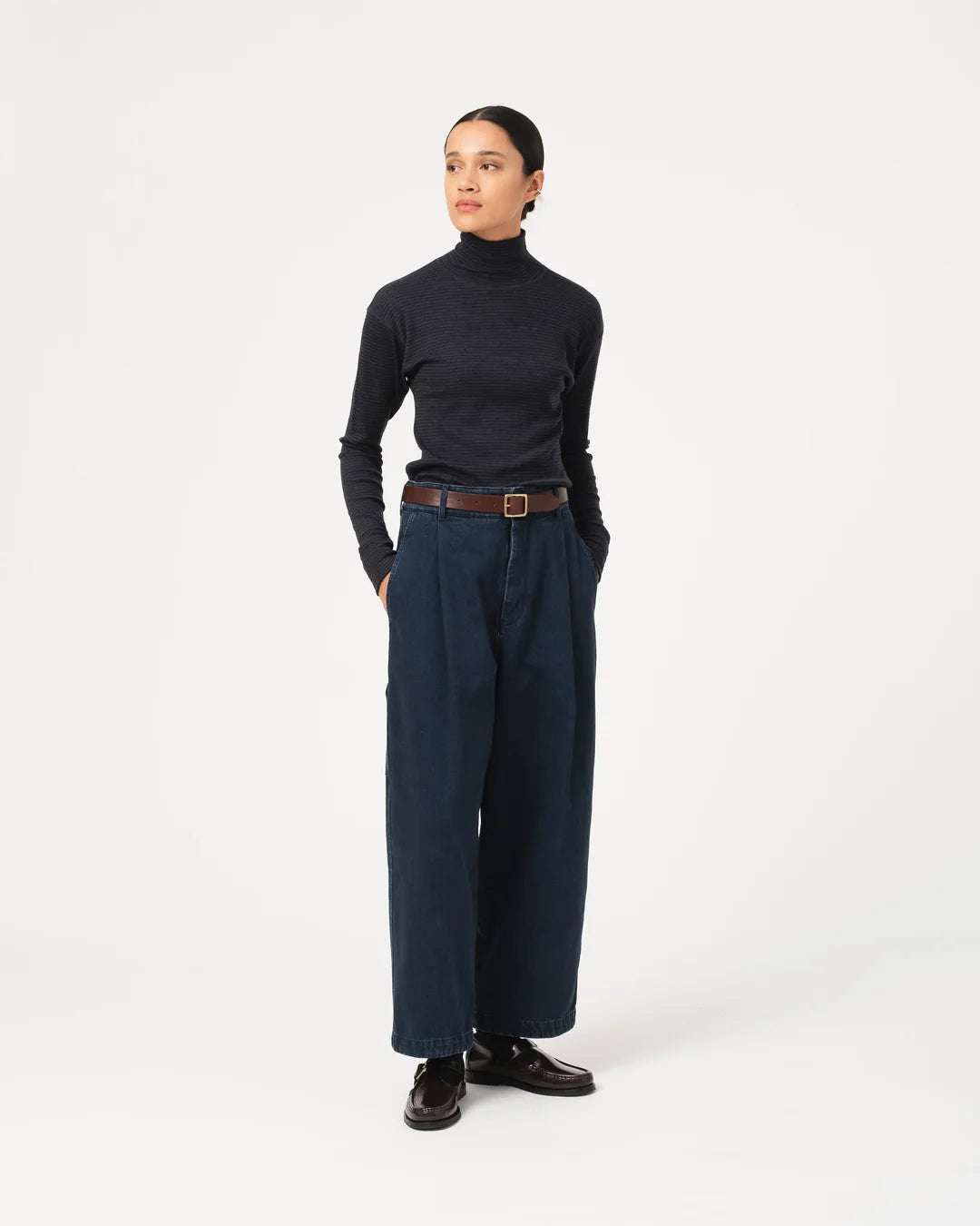 GIRLS OF DUST SELV. DENIM BRITISH WORKER PANT - ENIGMA DENIM - INKT