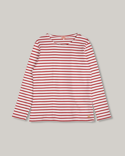 ARMOR LUX LADIES HERITAGE BRETON SHIRT L/S - WHITE/ BRAISE