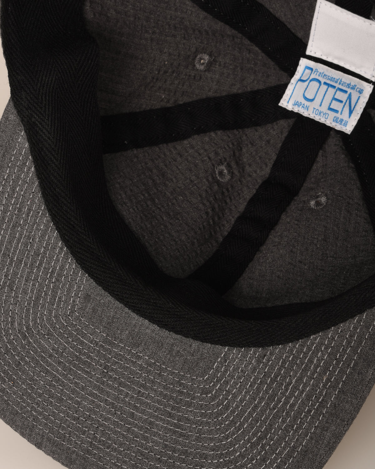 POTEN SEERSUCKER CAP - CHARCOAL GREY