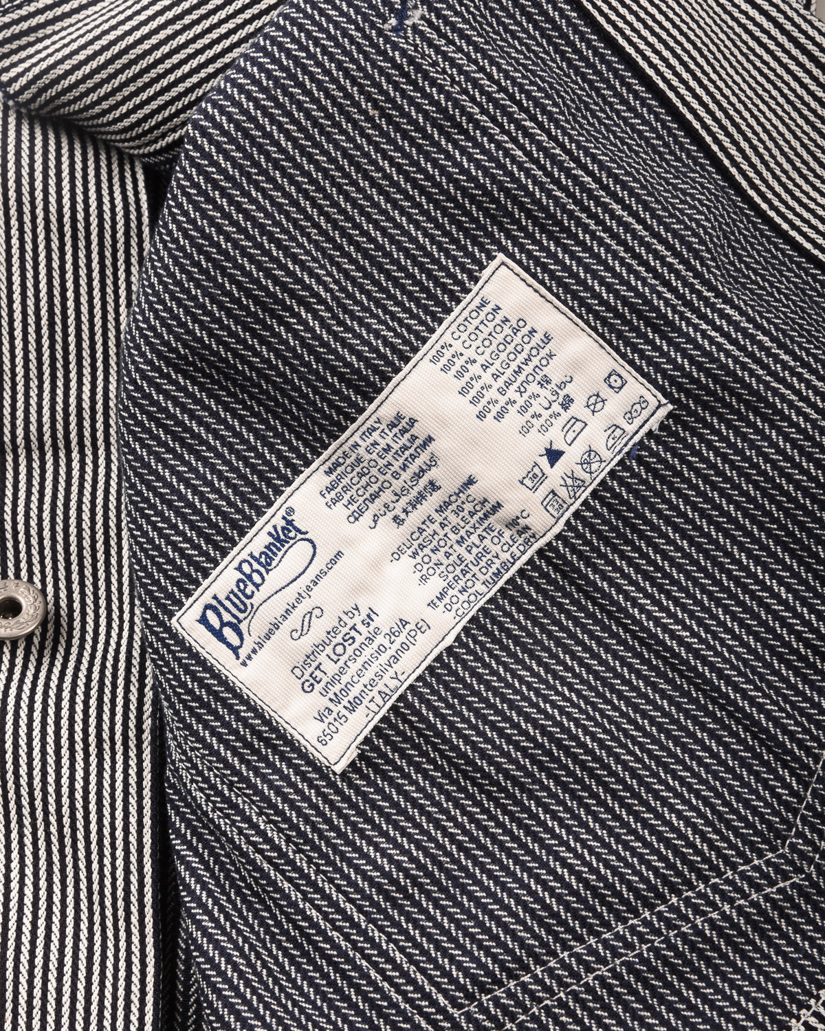 BLUE BLANKET JEANS J10  RAILROAD JACKET - INDIGO HICKORY STRIPE