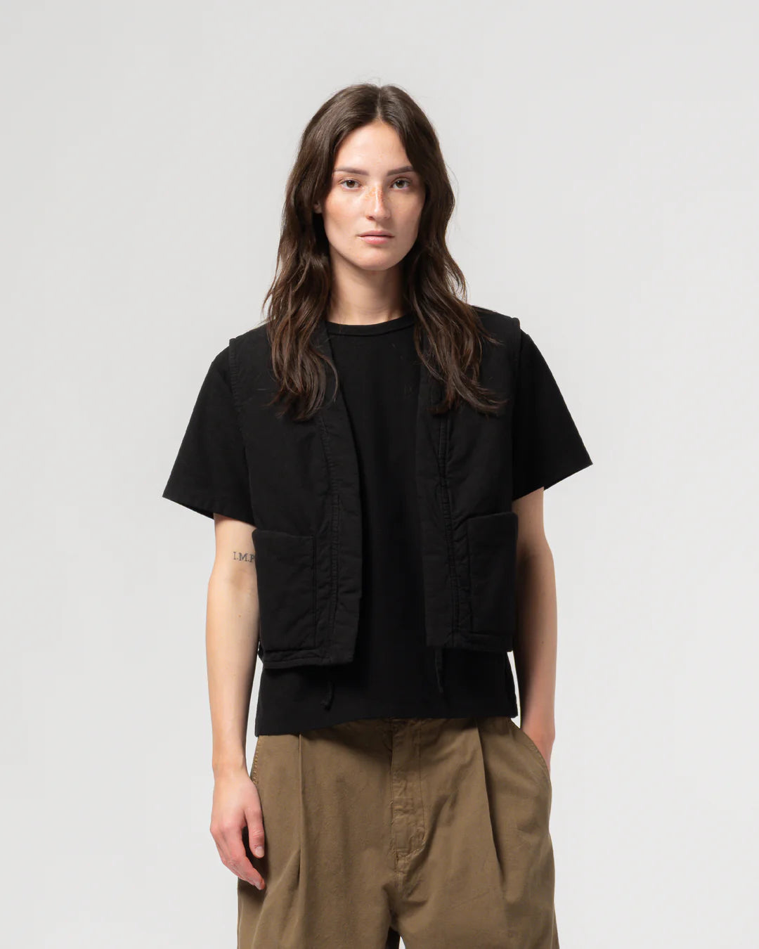 GIRLS OF DUST PADDED CORK VEST -  FADED BLACK