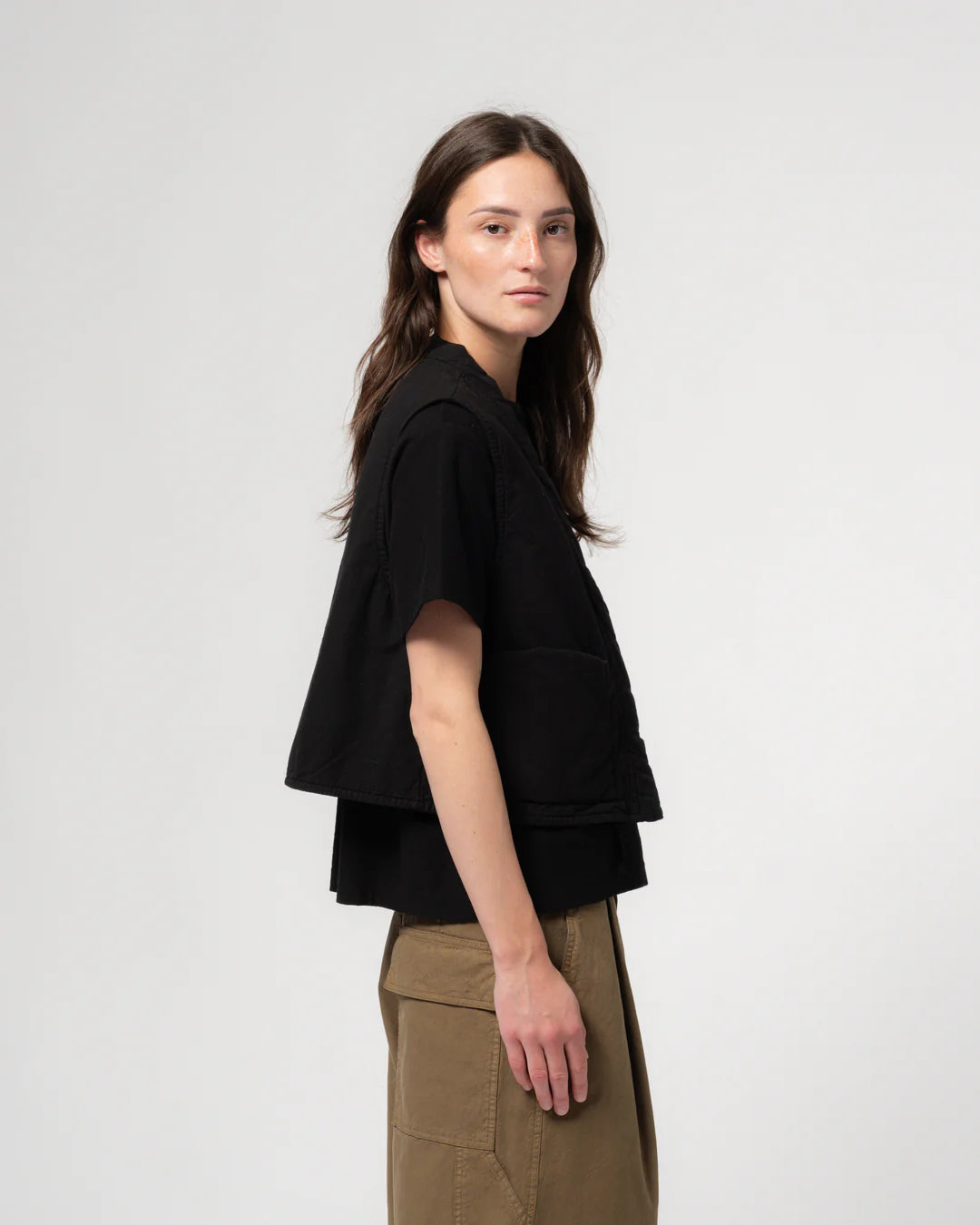 GIRLS OF DUST PADDED CORK VEST -  FADED BLACK