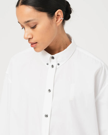 GIRLS OF DUST IMPERIAL SHIRT - PEACH POPLIN - WHITE