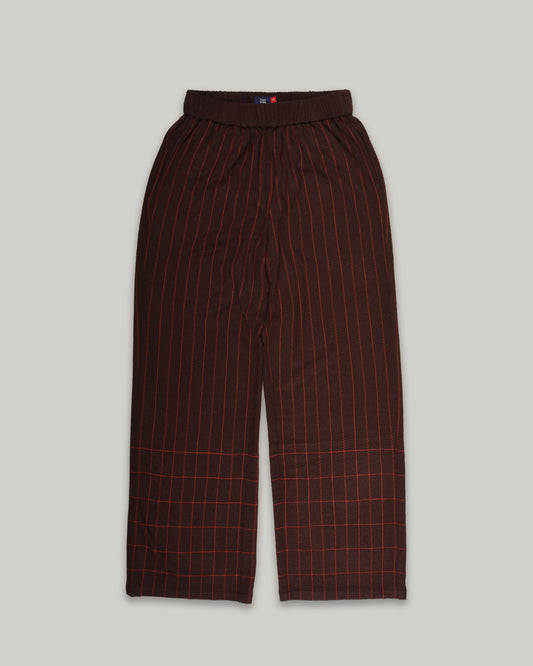 WORK WORKS WOMEN'S ZIGZAG EMBROIDERY JERSEY PANTS - BROWN/ ORANGE