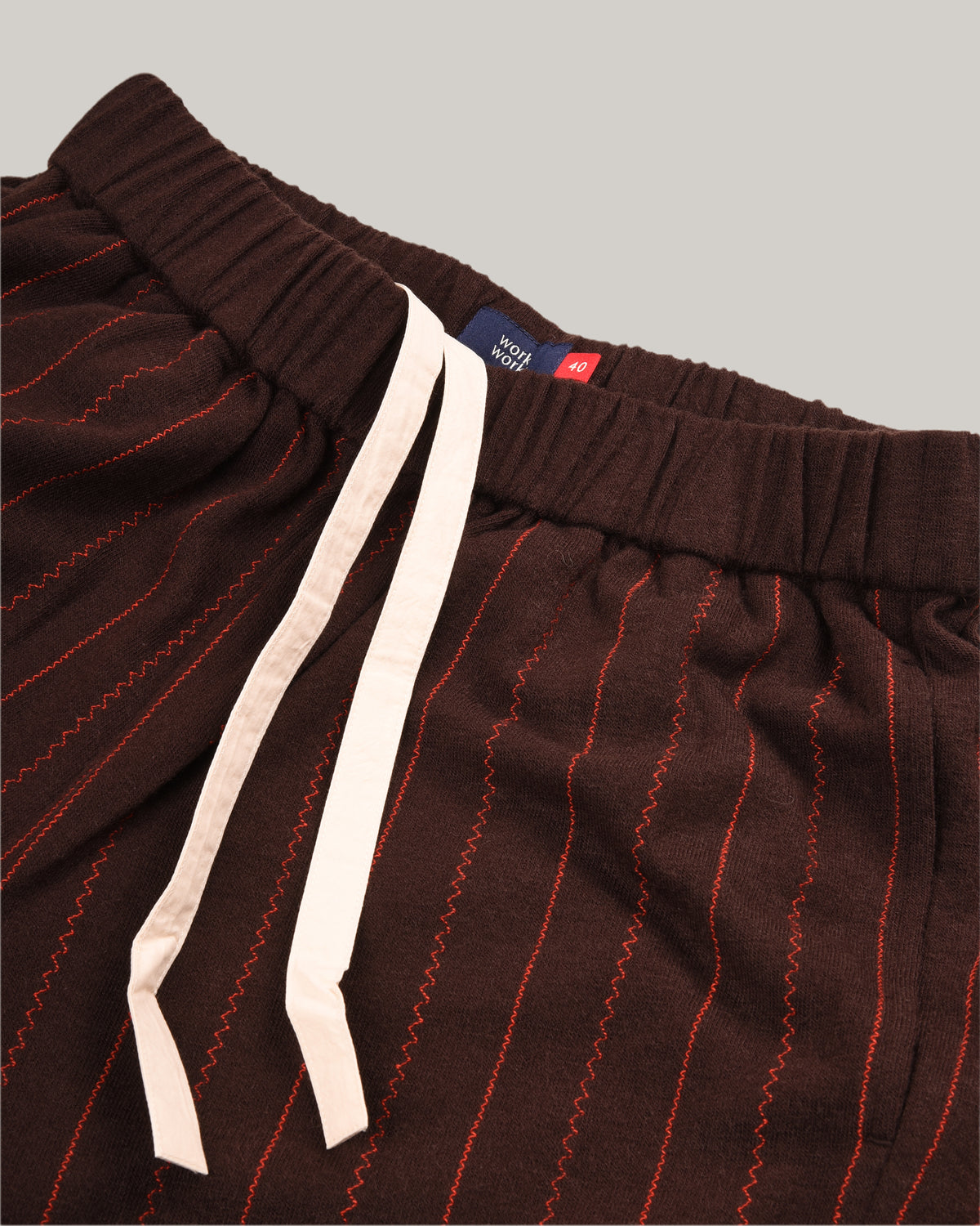 WORK WORKS WOMEN'S ZIGZAG EMBROIDERY JERSEY PANTS - BROWN/ ORANGE