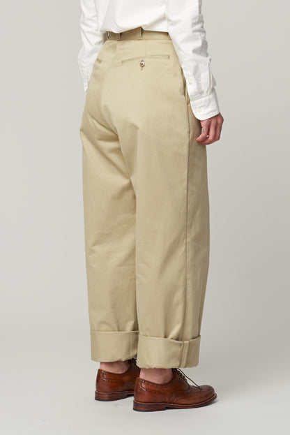 LENO CHINO TROUSERS - BEIGE